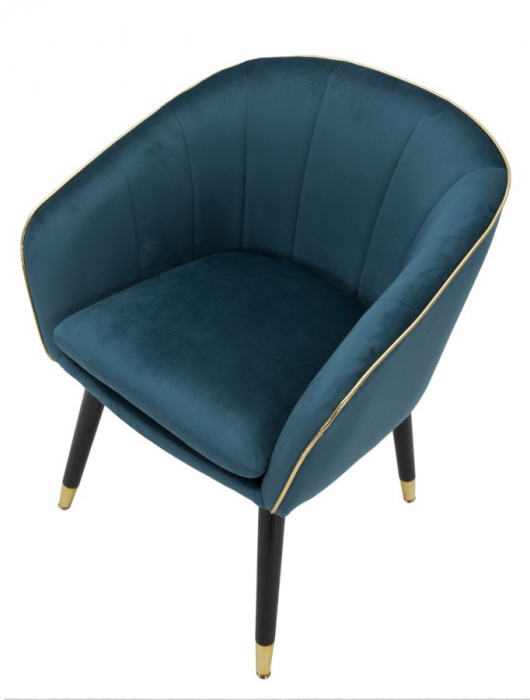Fotoliu rotund colorat verde-albastriu insertii aurii CreativDeco [4]