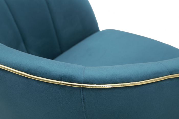 Fotoliu rotund colorat verde-albastriu insertii aurii CreativDeco [6]