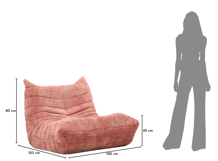 Fotoliu roz stofa boucle design sculptural 103 cm [10]