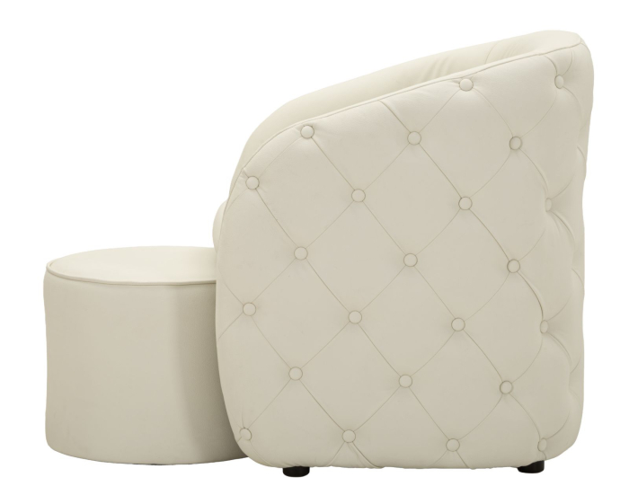 Fotoliu tapițat alb tip scoică cu taburet rotund inclus design elegant [3]