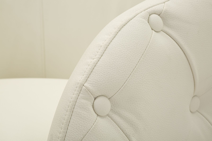 Fotoliu tapițat alb tip scoică cu taburet rotund inclus design elegant [5]