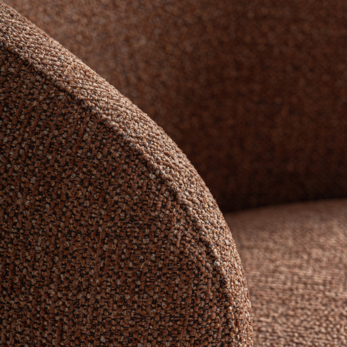 Fotoliu tapițat cu stofă terracotta și structură curbată din lemn de frasin Janvi [8]
