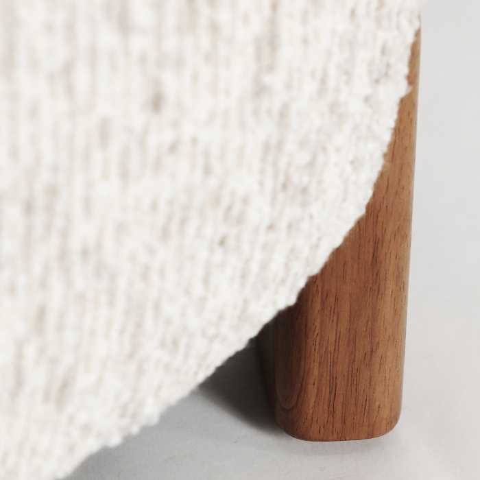 Fotoliu tapițat cu stofă texturată bej cu structură din lemn [5]