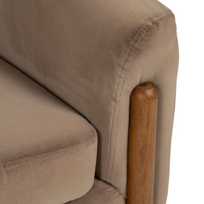 Fotoliu taupe catifea si lemn|Fotolii premium pentru decor rafinat [8]