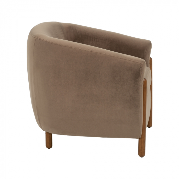 Fotoliu taupe catifea si lemn|Fotolii premium pentru decor rafinat [3]