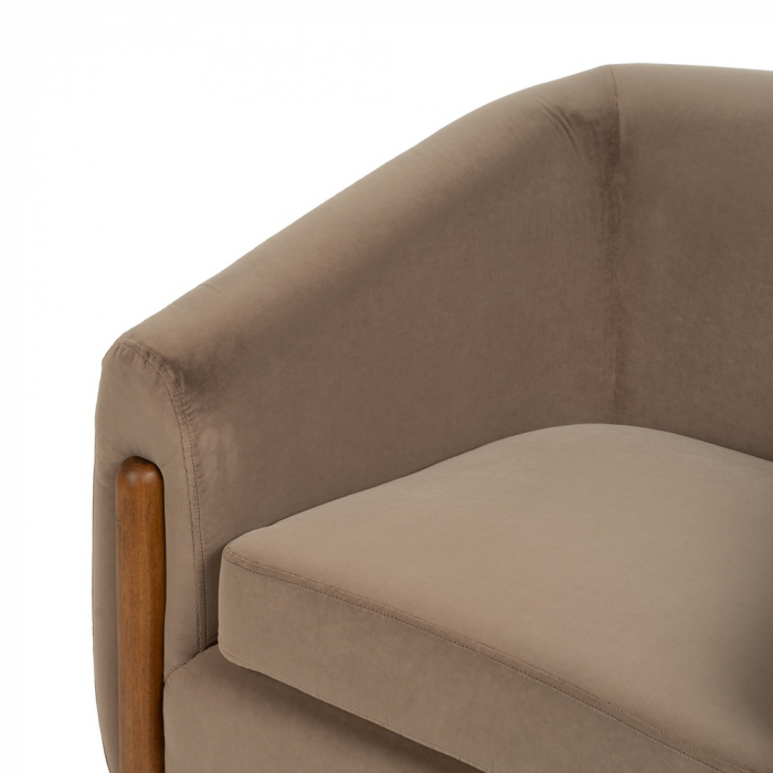 Fotoliu taupe catifea si lemn|Fotolii premium pentru decor rafinat [6]