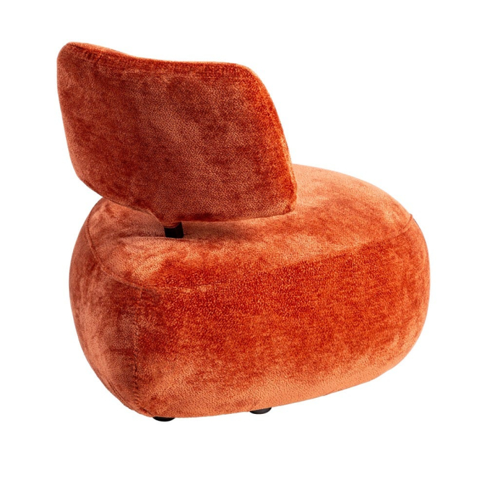 Fotoliu teracotă din stofă cu spătar jos și design minimalist [4]
