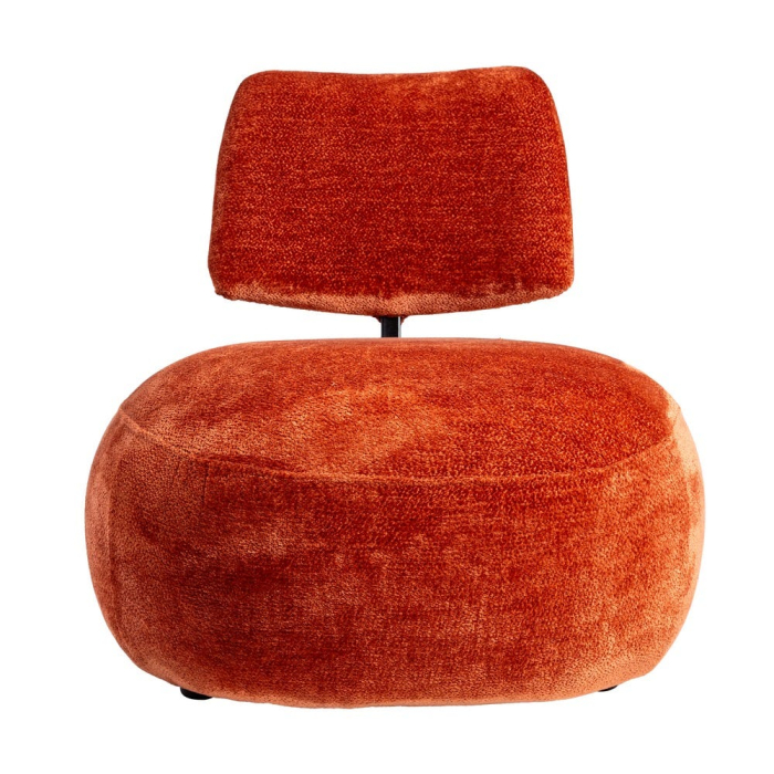 Fotoliu teracotă din stofă cu spătar jos și design minimalist [5]