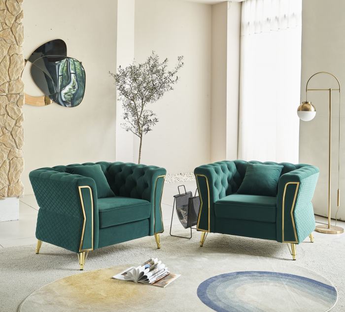Fotoliu verde elegant glamour CreativDeco accent de culoare [5]