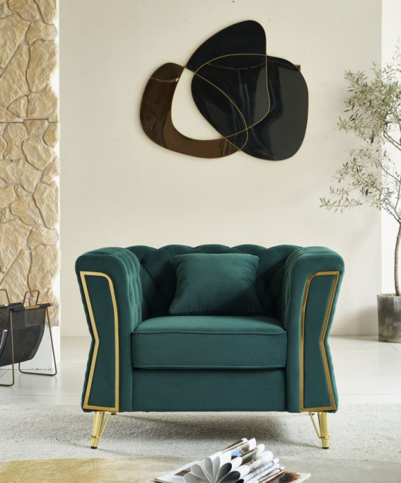 Fotoliu verde elegant glamour CreativDeco accent de culoare [2]