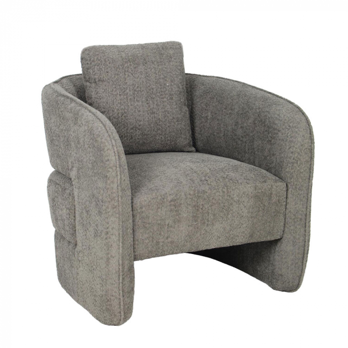 Fotoliu Bien verde oliv – vedere laterală cu textură chenille și decor natural [1]