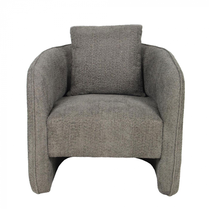 Fotoliu Bien verde oliv – vedere laterală cu textură chenille și decor natural [2]