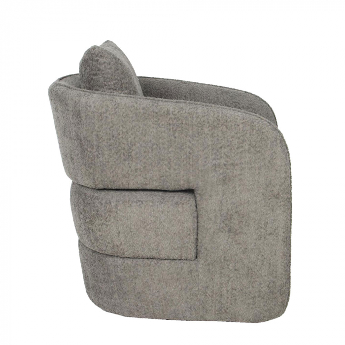Fotoliu Bien verde oliv – vedere laterală cu textură chenille și decor natural [3]