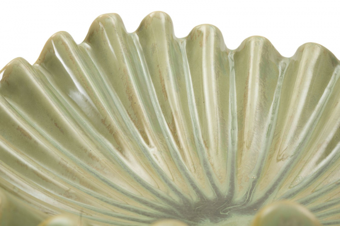 Fructieră decorativă modernă verde ceramică cu formă ondulată, model Venice [6]