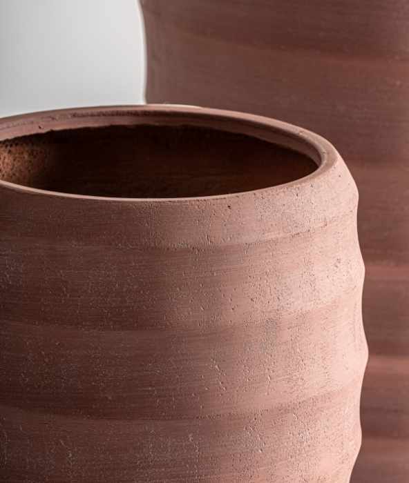 Ghivece decorative din ceramică terracotta KORA – set 2 ghivece organice rustice [2]