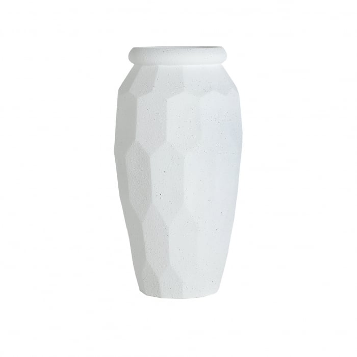 Ghiveci decorativ din polirășină alb – design geometric sculptural 82 cm [1]