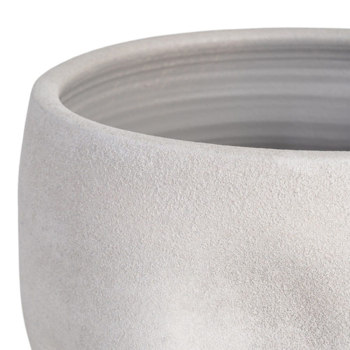 Ghiveci decorativ ceramică albă aspect piatră rotunjit lat [4]