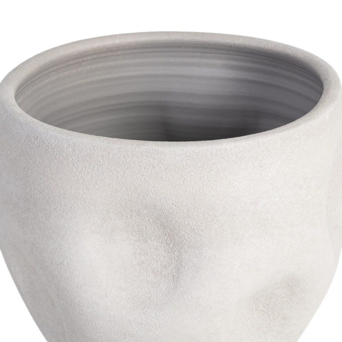 Ghiveci decorativ ceramică albă aspect piatră rotunjit lat [3]