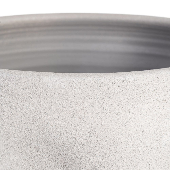 Ghiveci decorativ ceramică albă aspect piatră rotunjit lat [6]