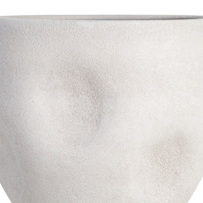 Ghiveci decorativ ceramică albă aspect piatră rotunjit lat [5]