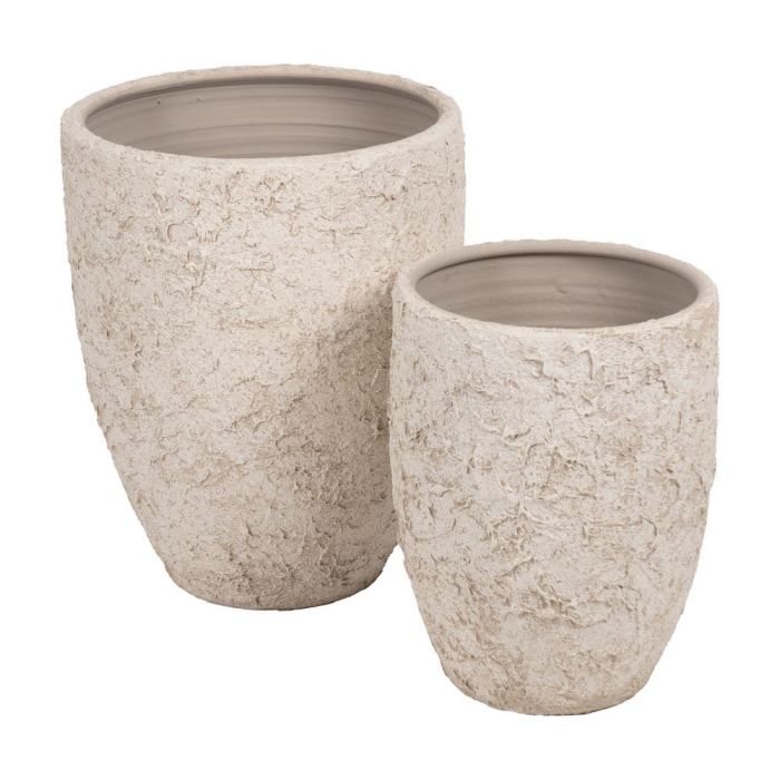 Ghiveci decorativ din ceramică albă rustică formă rotundă [2]