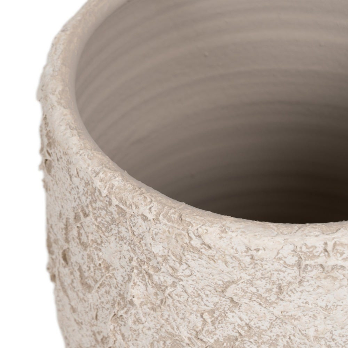 Ghiveci decorativ din ceramică albă rustică formă rotundă [3]