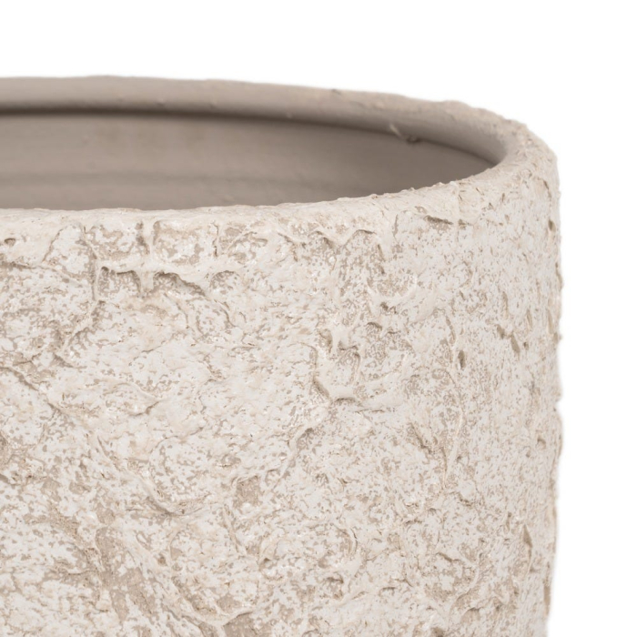 Ghiveci decorativ din ceramică albă rustică formă rotundă [4]