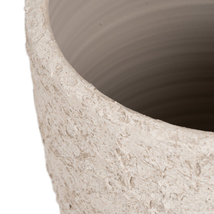 Ghiveci decorativ din ceramică albă rustică formă rotundă mare [3]