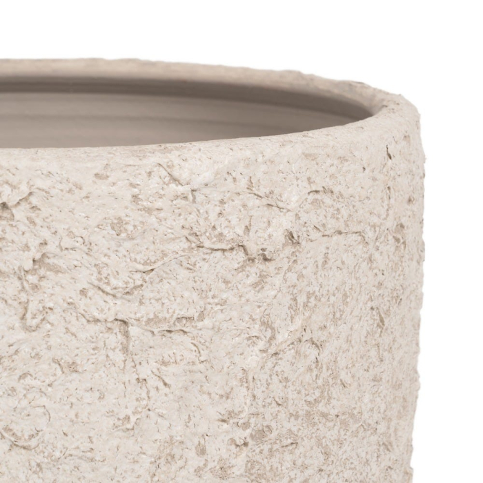 Ghiveci decorativ din ceramică albă rustică formă rotundă mare [4]