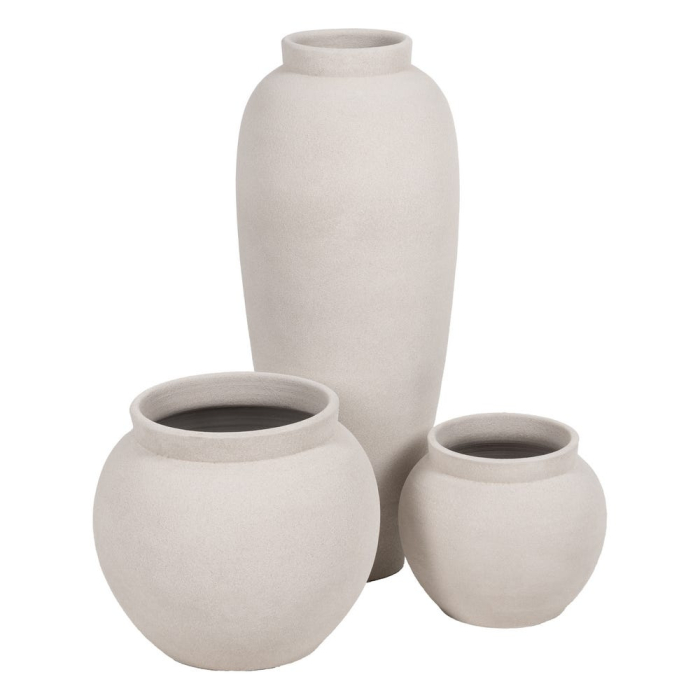 Ghiveci decorativ ceramică albă rotunjit voluminos [2]