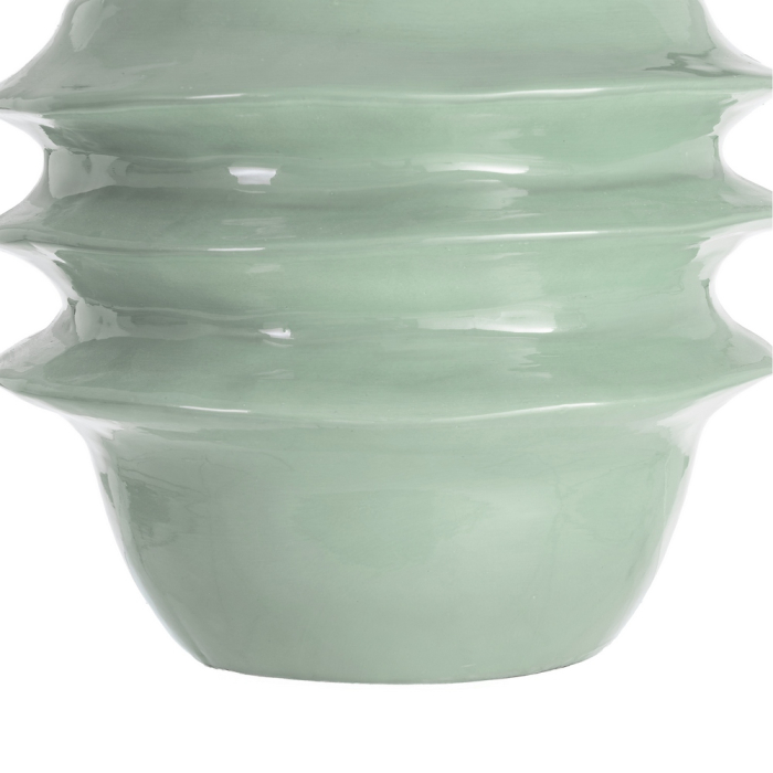 Ghiveci decorativ din ceramică aquamarin cu inele reliefate [4]