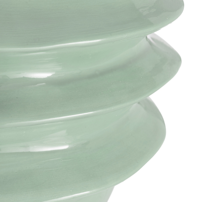 Ghiveci decorativ din ceramică aquamarin cu inele reliefate [3]