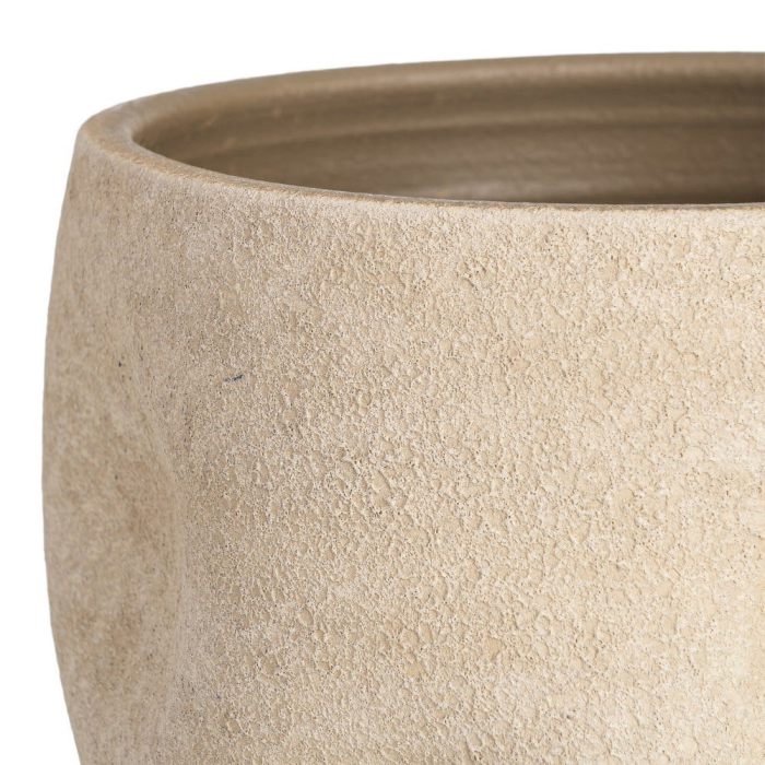 Ghiveci decorativ ceramică bej aspect piatră rotunjit [4]
