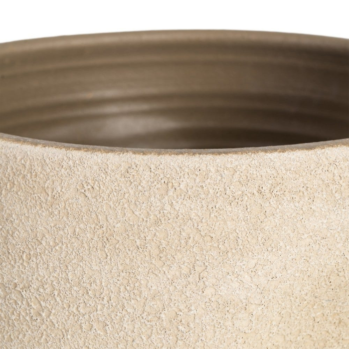 Ghiveci decorativ ceramică bej aspect piatră rotunjit [5]