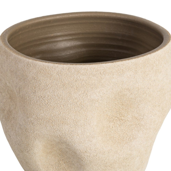 Ghiveci decorativ ceramică bej aspect piatră rotunjit [3]