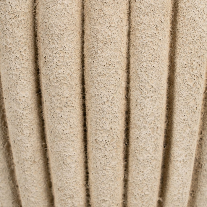 Ghiveci decorativ ceramică bej aspect piatră rotunjit striat [6]