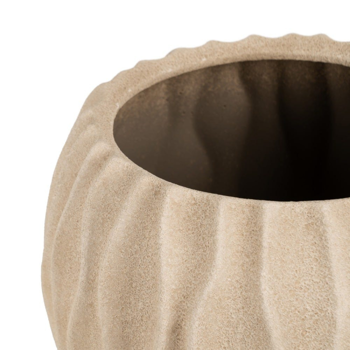 Ghiveci decorativ din ceramică bej model ondulat formă rotunjită compactă [3]