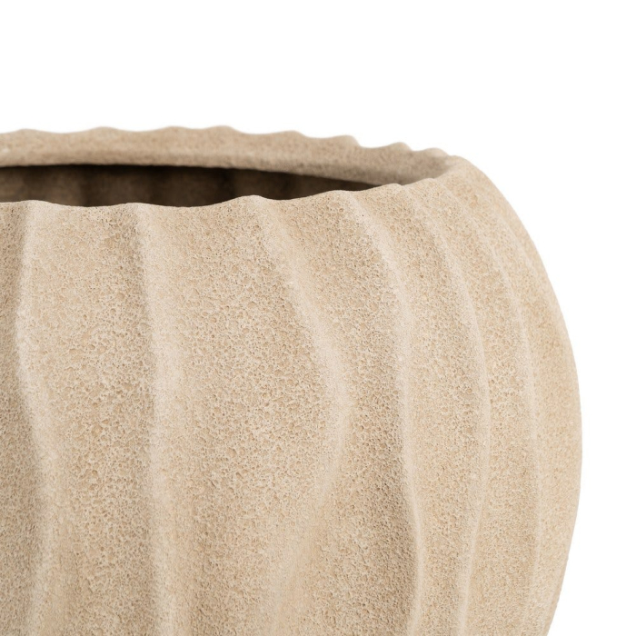 Ghiveci decorativ din ceramică bej model ondulat formă rotunjită compactă [4]