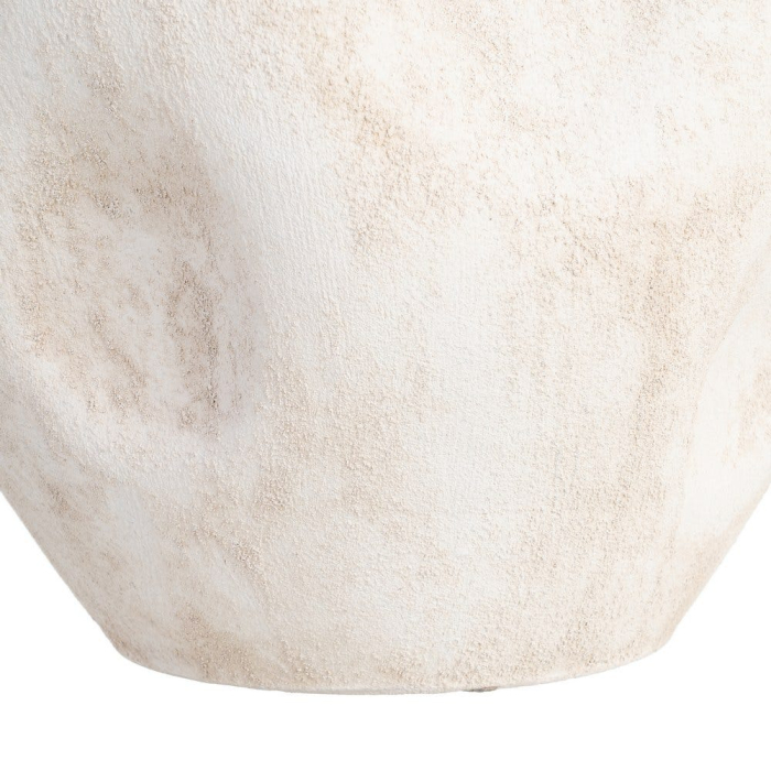 Ghiveci decorativ ceramică crem aspect piatră rotunjit lat [6]