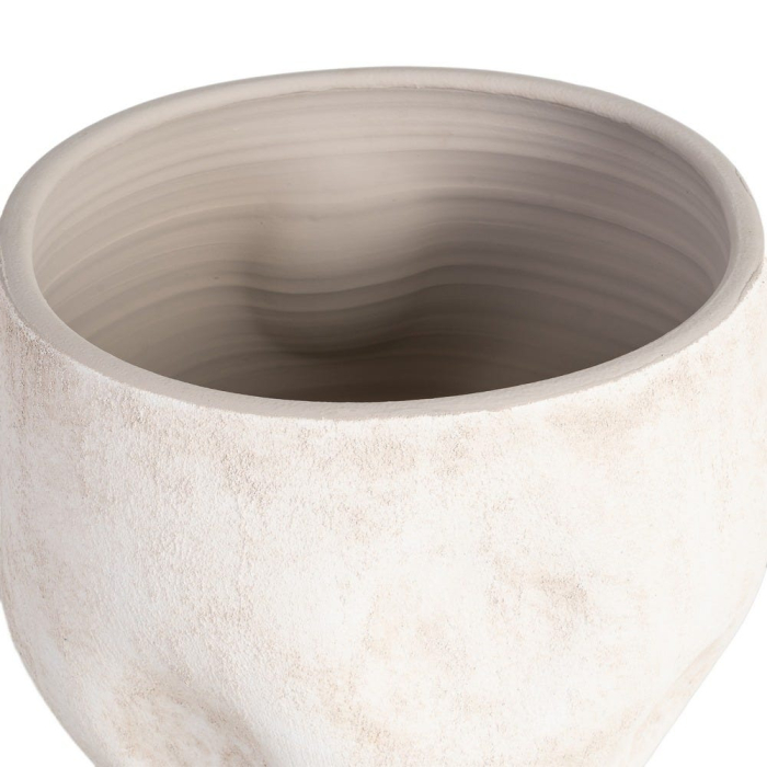 Ghiveci decorativ ceramică crem aspect piatră rotunjit lat [4]