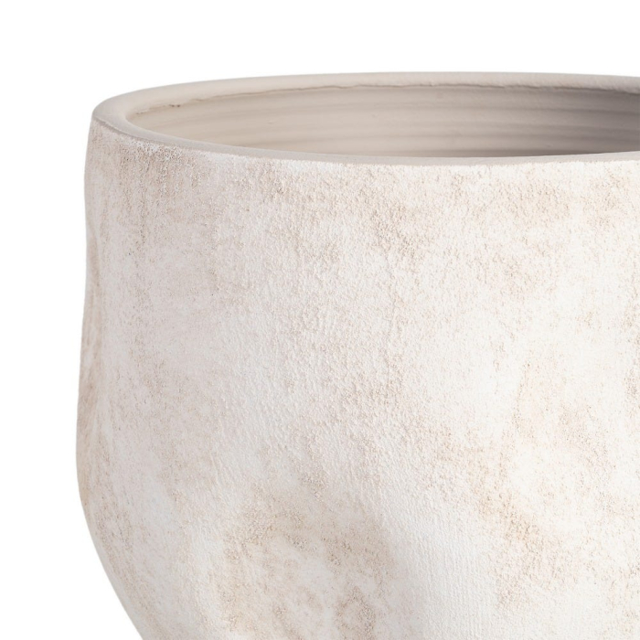 Ghiveci decorativ ceramică crem aspect piatră rotunjit lat [3]