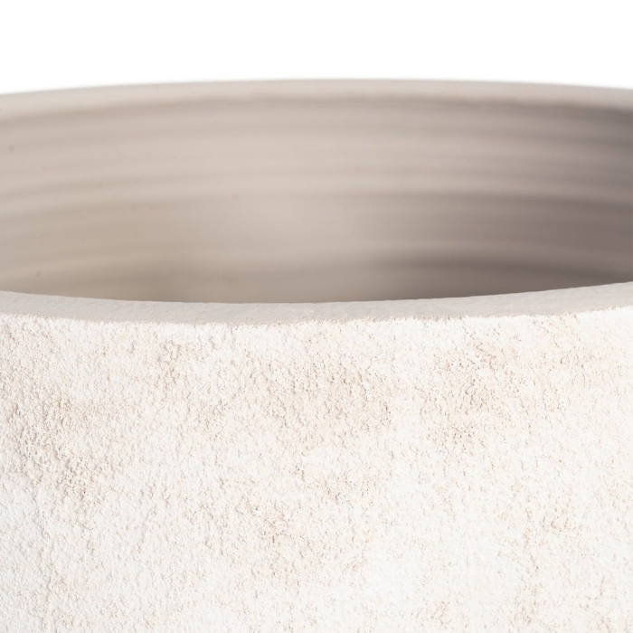 Ghiveci decorativ ceramică crem aspect piatră rotunjit lat [5]