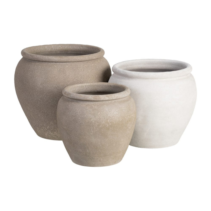 Ghiveci decorativ ceramică crem formă rotunjită lată [2]