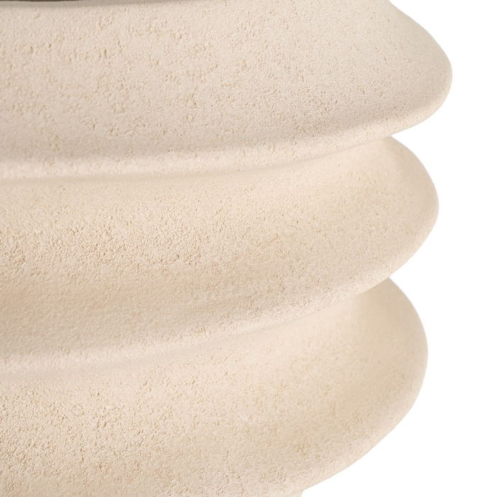 Ghiveci decorativ din ceramică crem cu inele reliefate [3]