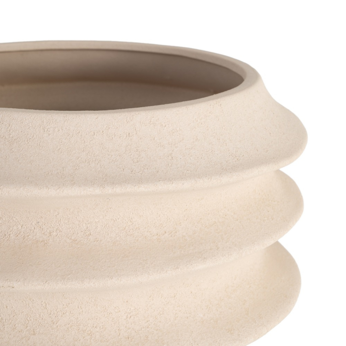 Ghiveci decorativ din ceramică crem cu inele reliefate [2]