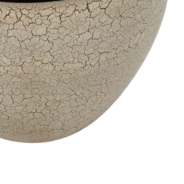 Ghiveci decorativ din ceramică crem cu model texturat și margine neagră [6]