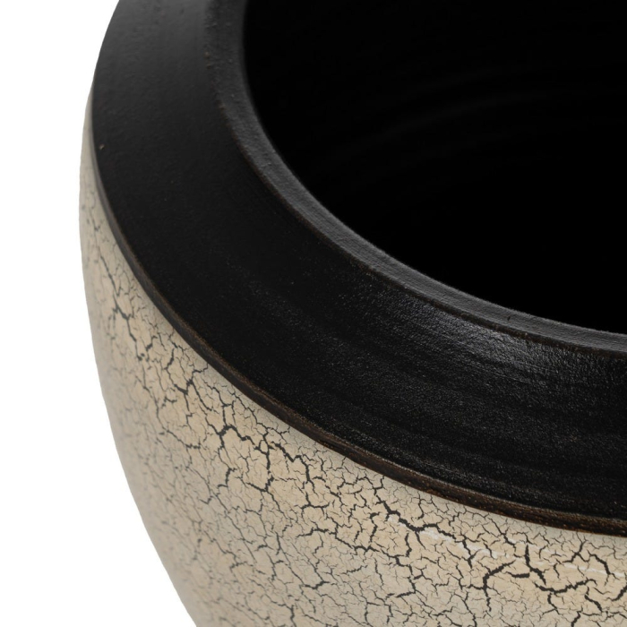 Ghiveci decorativ din ceramică crem cu model texturat și margine neagră [3]