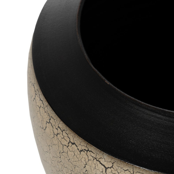 Ghiveci decorativ din ceramică crem cu model texturat și margine neagră [3]