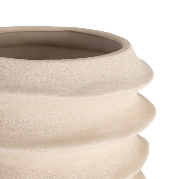 Ghiveci decorativ din ceramică crem cu striații organice suprapuse [3]