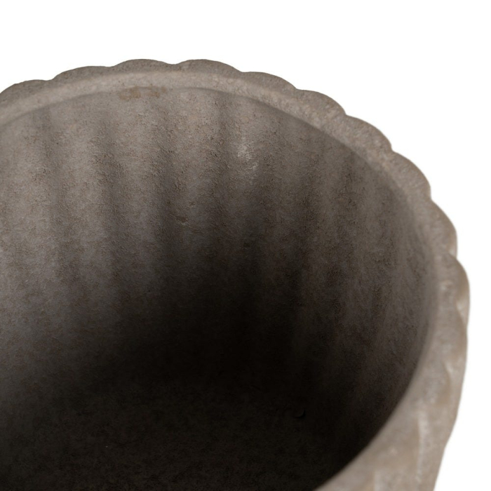 Ghiveci decorativ ceramică gri aspect piatră rotunjit striat [4]